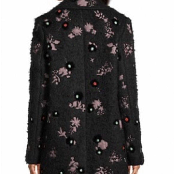 VALENTINO COUTURE BLACK EMBROIDERED EMBELLISHED WOOL BLEND LUXURY COAT SIZE 4 - Picture 9 of 16